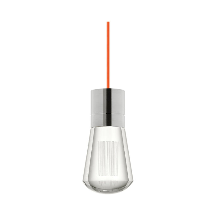 Alva LED Pendant Light in Orange/Satin Nickel.