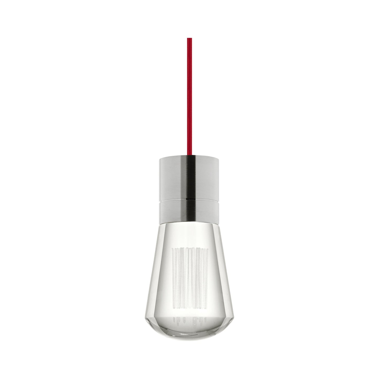 Alva LED Pendant Light in Red/Satin Nickel.