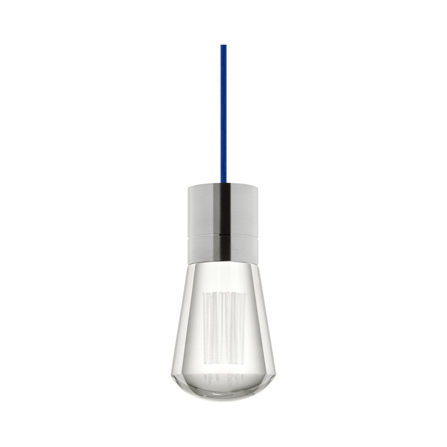 Alva LED Pendant Light in Blue/Satin Nickel.