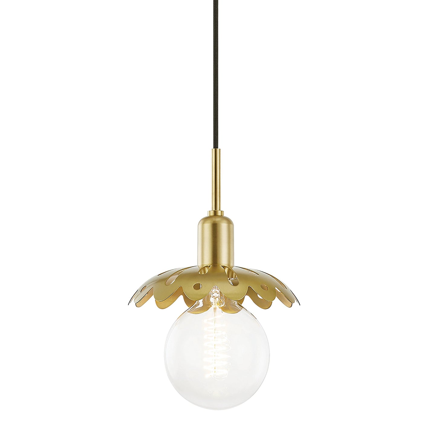 Alyssa Pendant Light in Aged Brass.