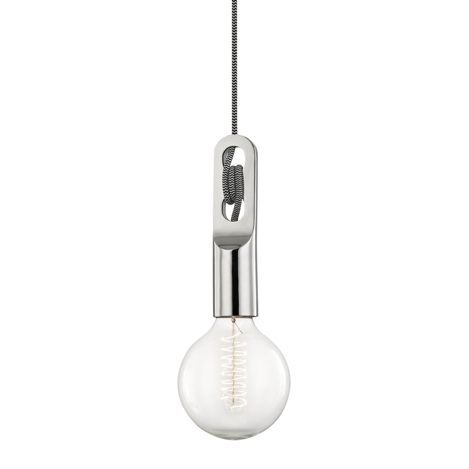 Angela Pendant Light in Polished Nickel.