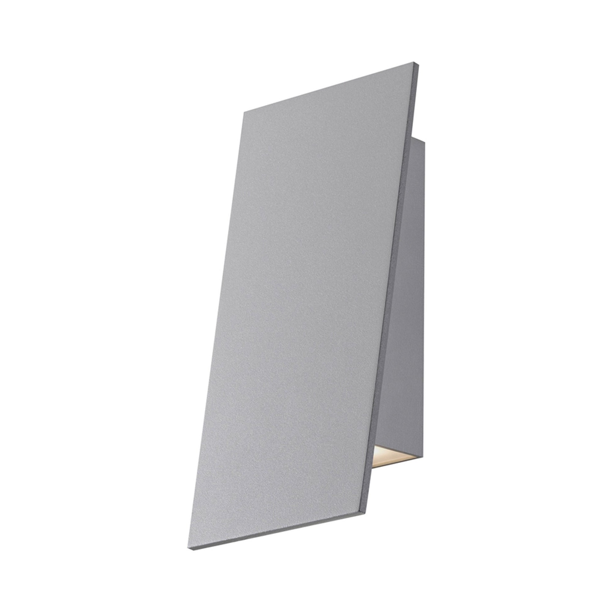 Angled Plane LED Outdoor Wall Light in Textured Gray (Small/Downlight).