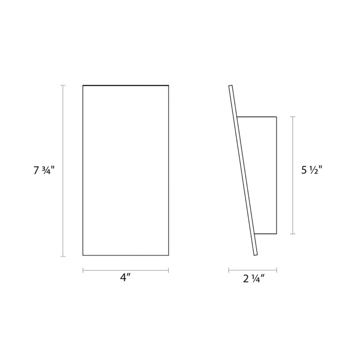 Angled Plane LED Outdoor Wall Light - line drawing.