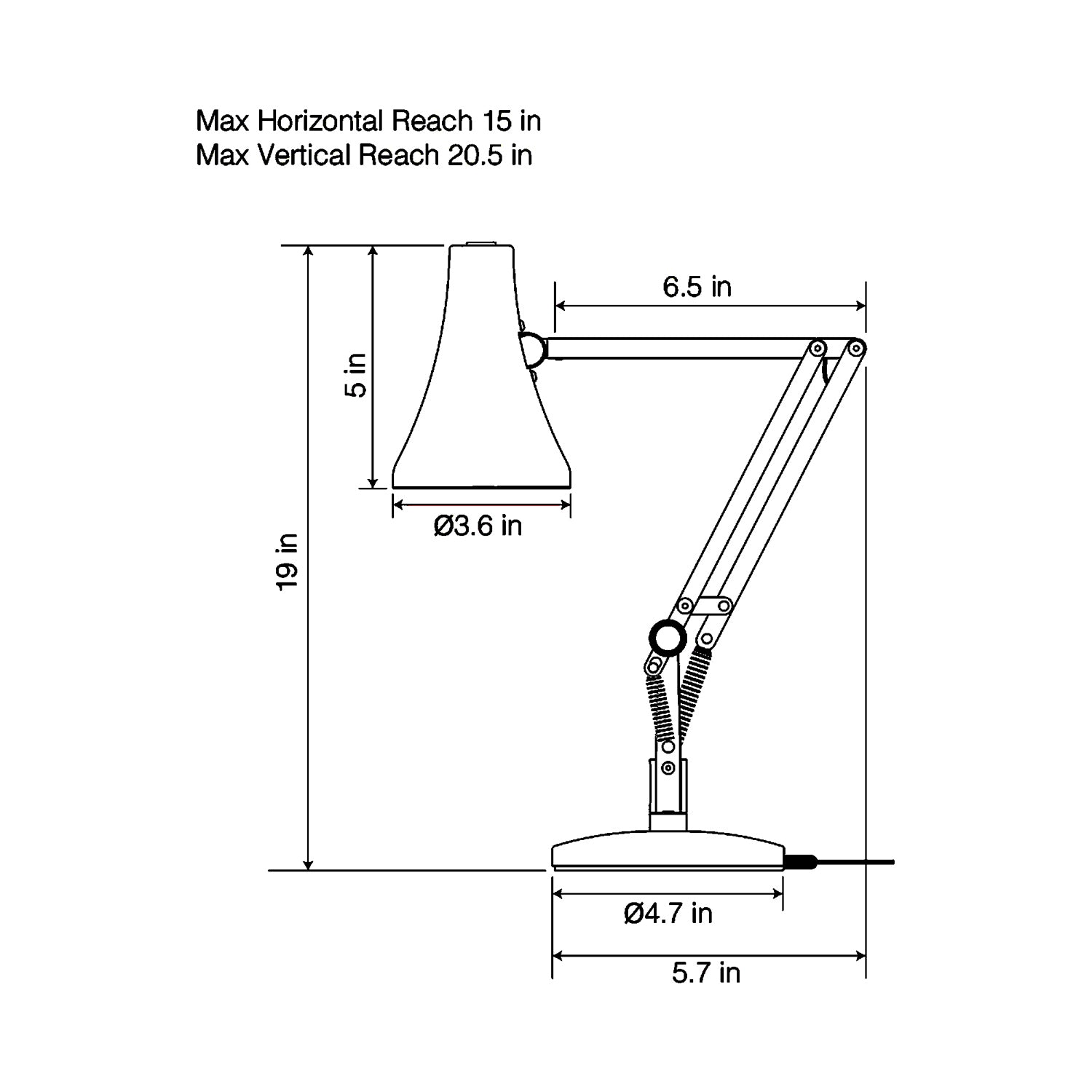 90 Mini Mini Desk Lamp - line drawing.