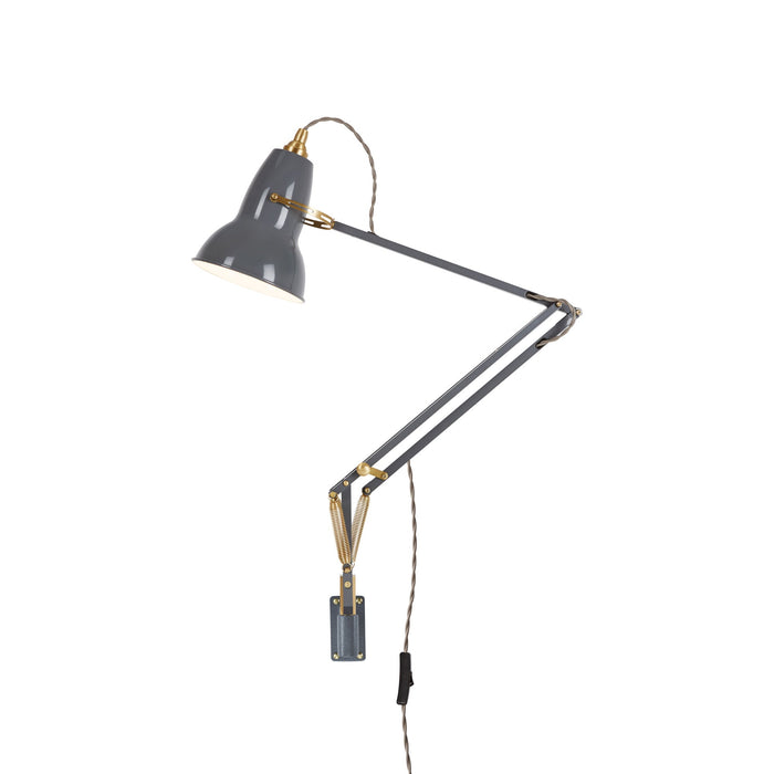 Original 1227 Desk Lamp in Elephant Grey/Brass (Medium/Wall Bracket).
