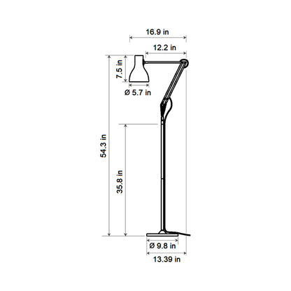 Type 75 Margaret Howell Floor Lamp - line drawing.