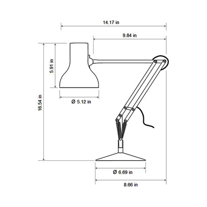 Type 75 Paul Smith Desk Lamp - line drawing.