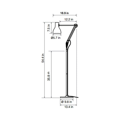 Type 75 Paul Smith Floor Lamp - line drawing.