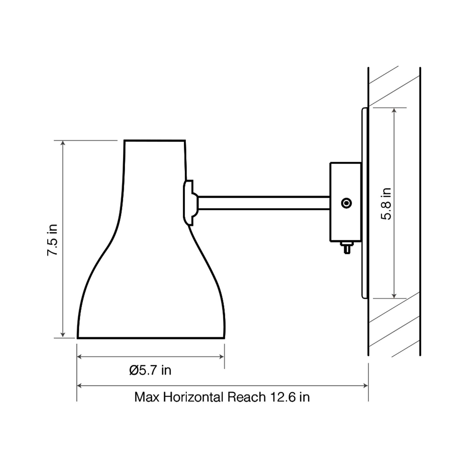 Type 75 Wall Light - line drawing.