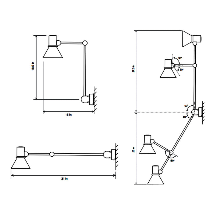 Type 80 W3 Wall Light - line drawing.