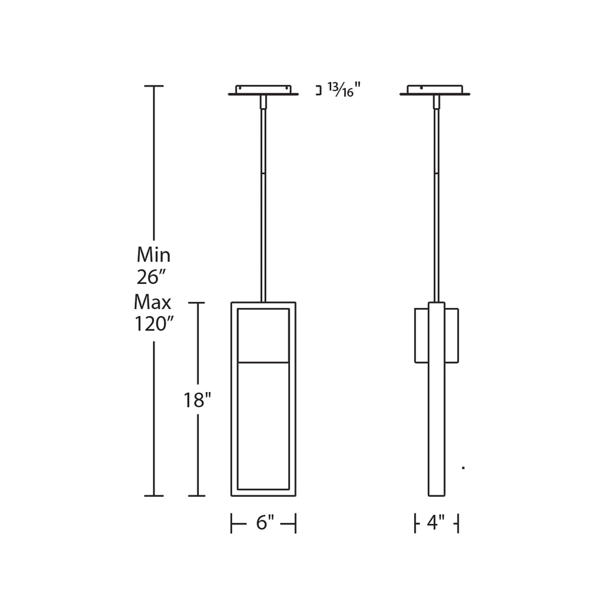 Archetype Outdoor LED Pendant Light - line drawing.