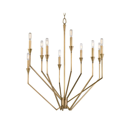 Archie Chandelier in 10-Light/Aged Brass.