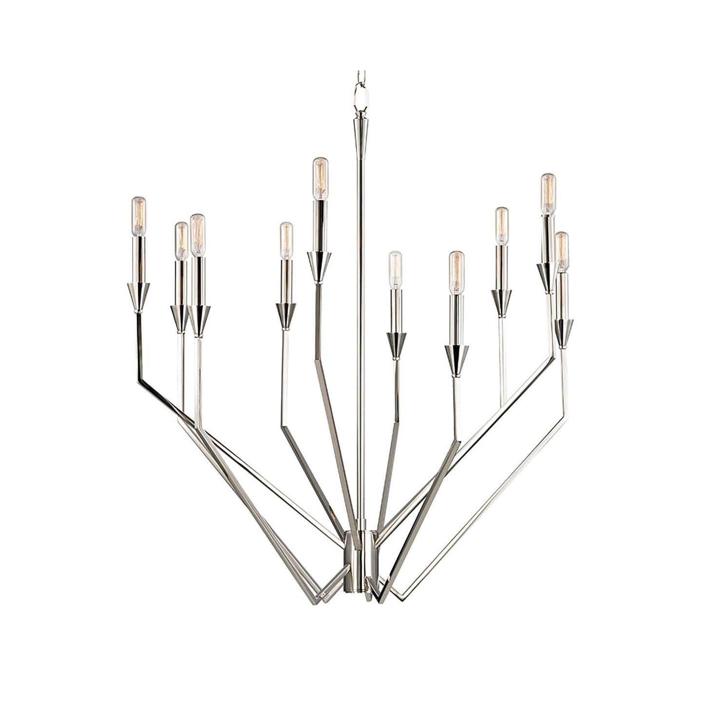 Archie Chandelier in 10-Light/Polished Nickel.