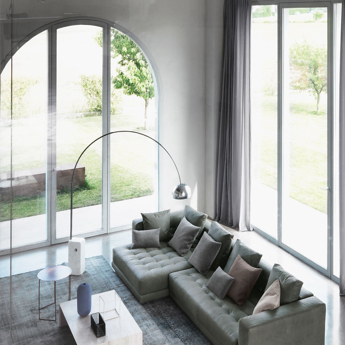 Arco Floor Lamp in living room.