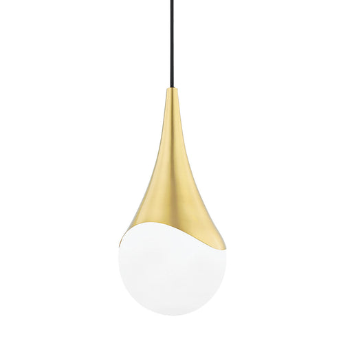 Ariana Pendant Light in White and Brass.