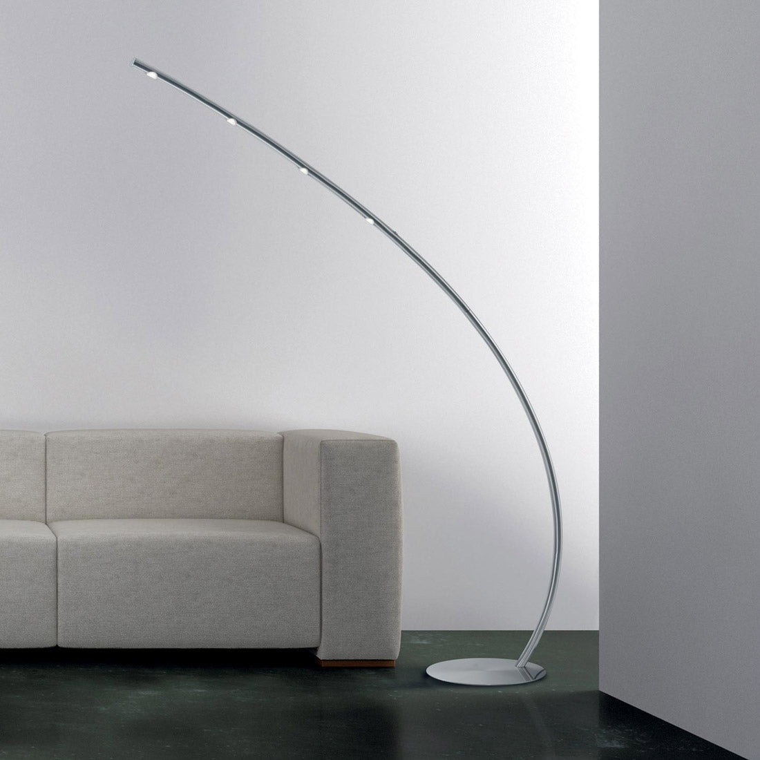 Columbus LED Arch Floor Lamp in living room.