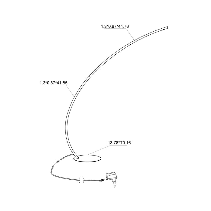 Columbus LED Arch Floor Lamp - line drawing.