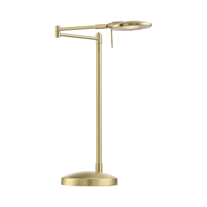 Dessau Turbo LED Table Lamp in Satin Brass.