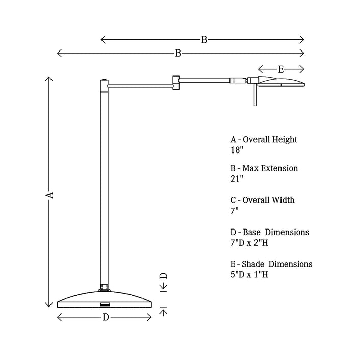 Dessau Turbo Swing LED Table Lamp - line drawing.