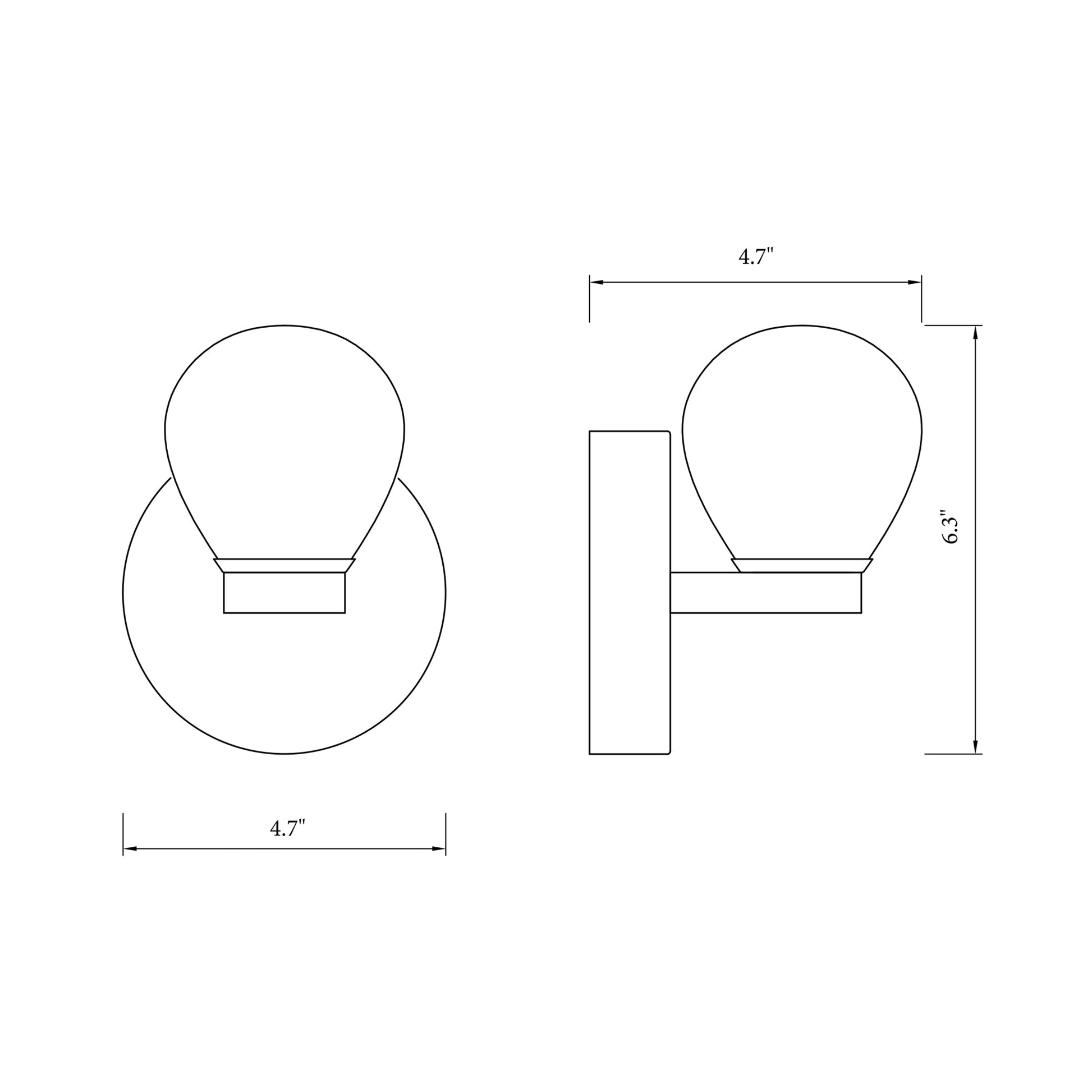 H2O Bulb LED Bath Light - line drawing.