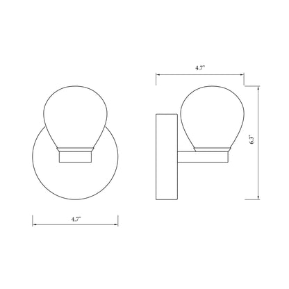 H2O Bulb LED Bath Light - line drawing.