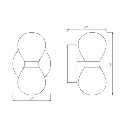 H2O Bulb LED Bath Light - line drawing.