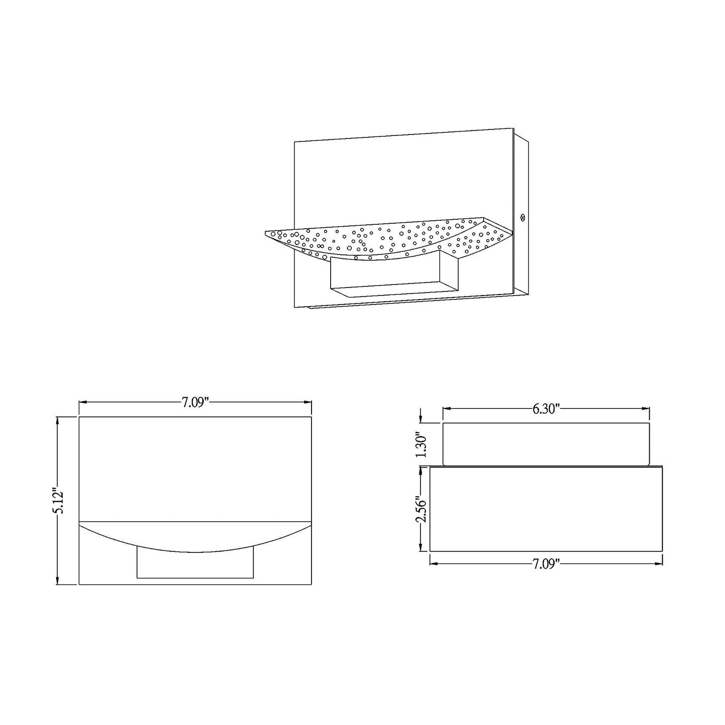 H2O LED Bath Wall Light - line drawing.