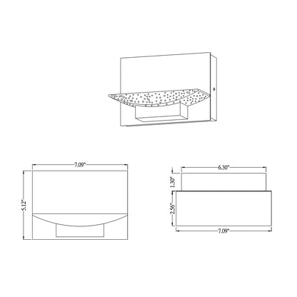 H2O LED Bath Wall Light - line drawing.