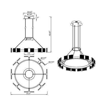 Krone LED Chandelier - line drawing.