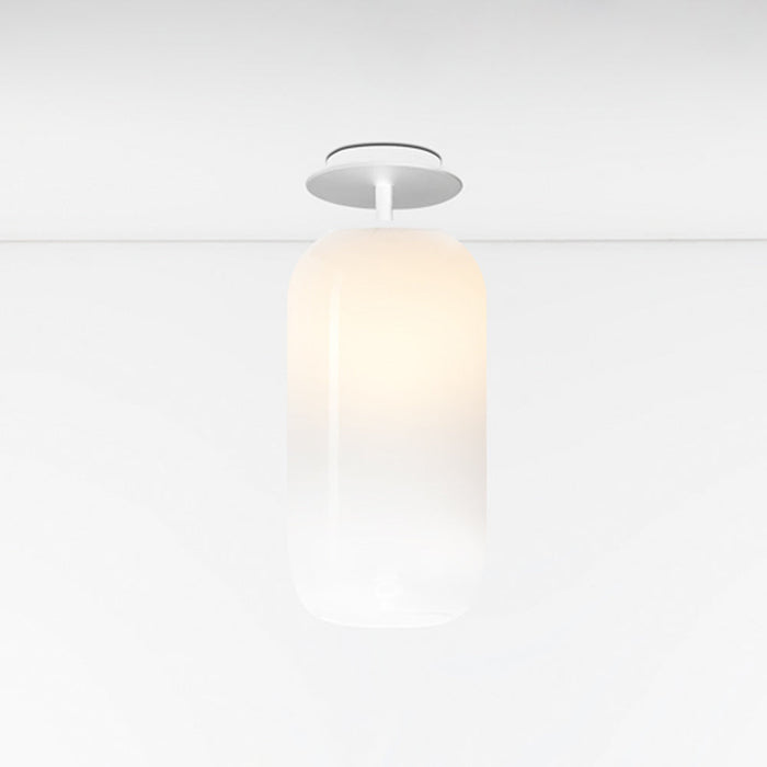 Gople Mini Semi-Flush Mount Ceiling Light - White/White / Small.
