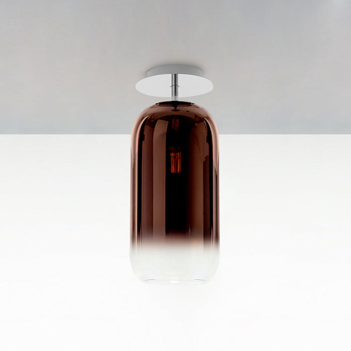 Gople Mini Semi-Flush Mount Ceiling Light - Transparent/Copper / Small.