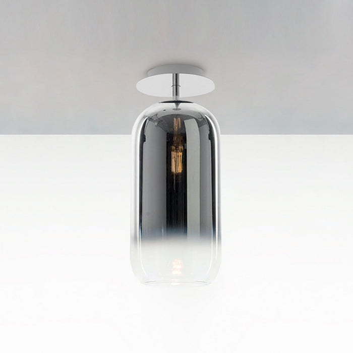 Gople Mini Semi-Flush Mount Ceiling Light - Transparent/Silver / Small.