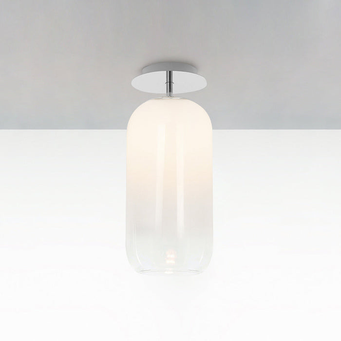 Gople Mini Semi-Flush Mount Ceiling Light - Transparent/White / Small.