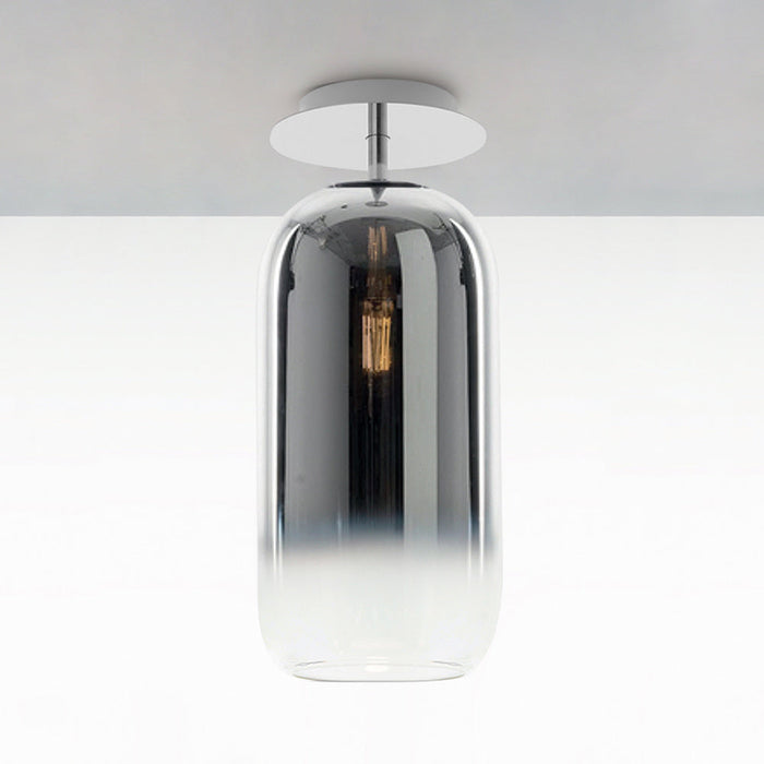 Gople Mini Semi-Flush Mount Ceiling Light - Transparent/Silver / Large.
