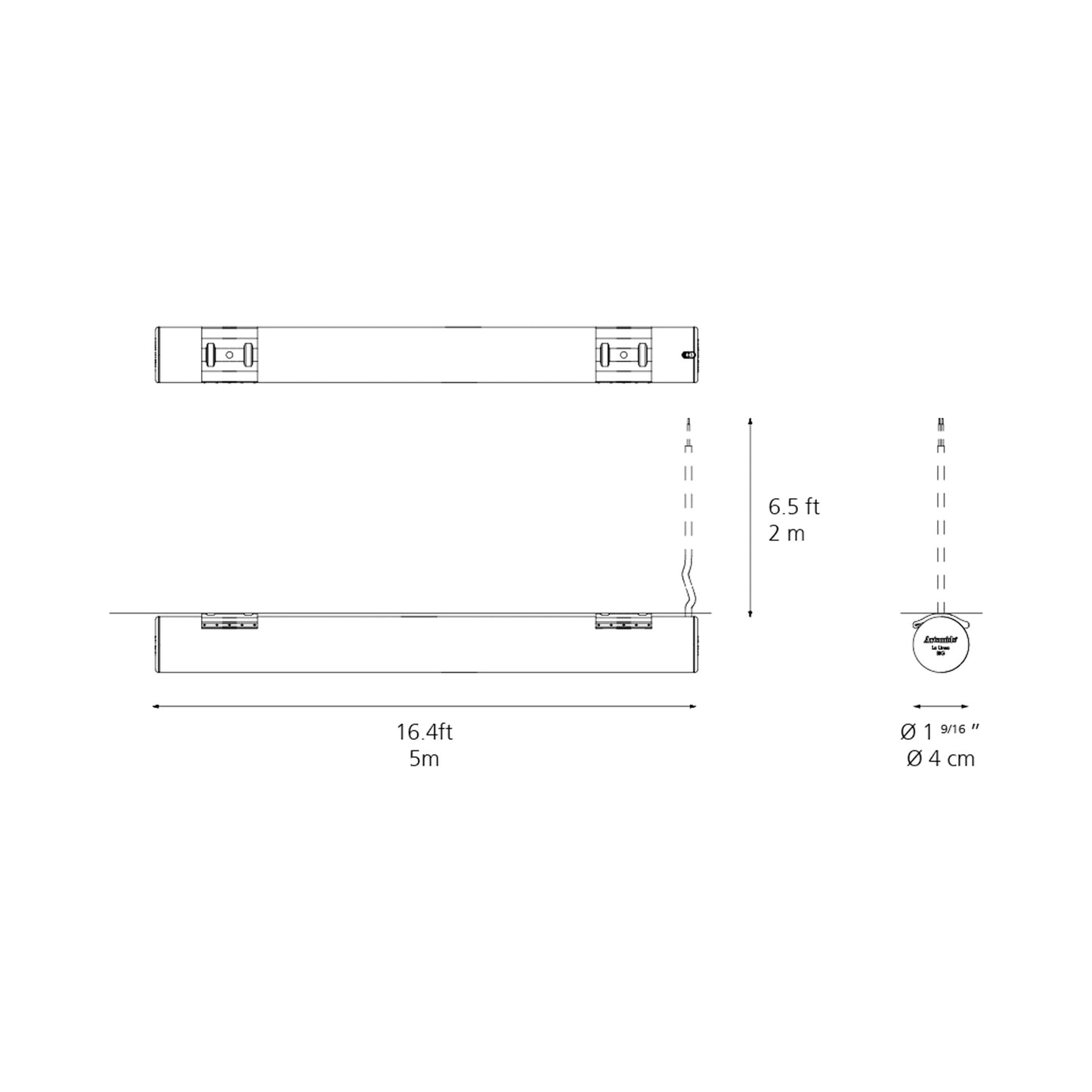 La Linea Outdoor LED Ceiling / Wall Light - line drawing.