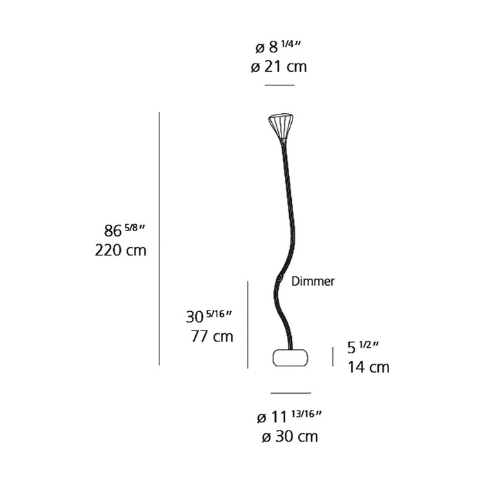 Pipe LED Floor Lamp - line drawing.