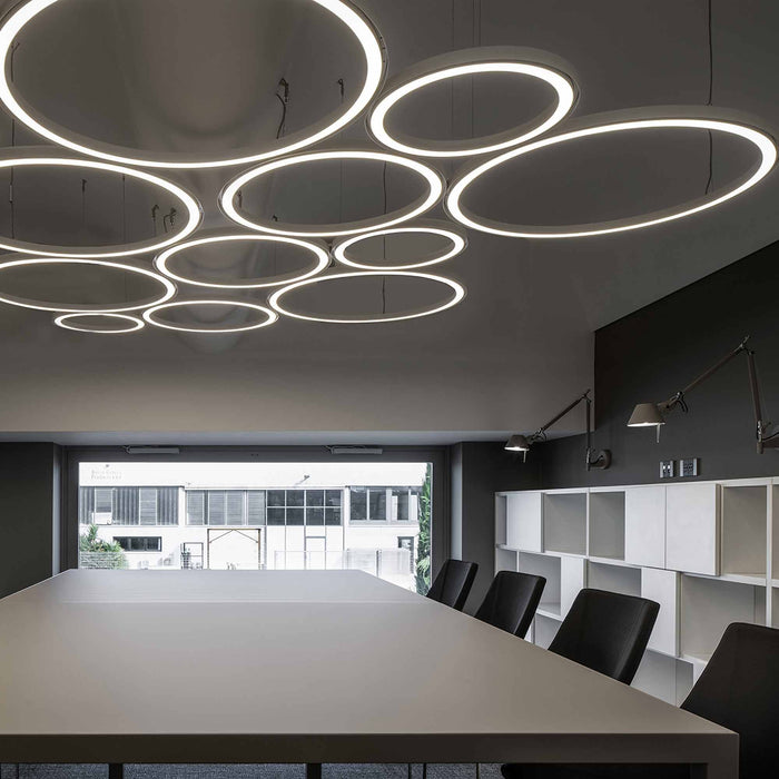 Ripple LED Cluster Pendant light in office.