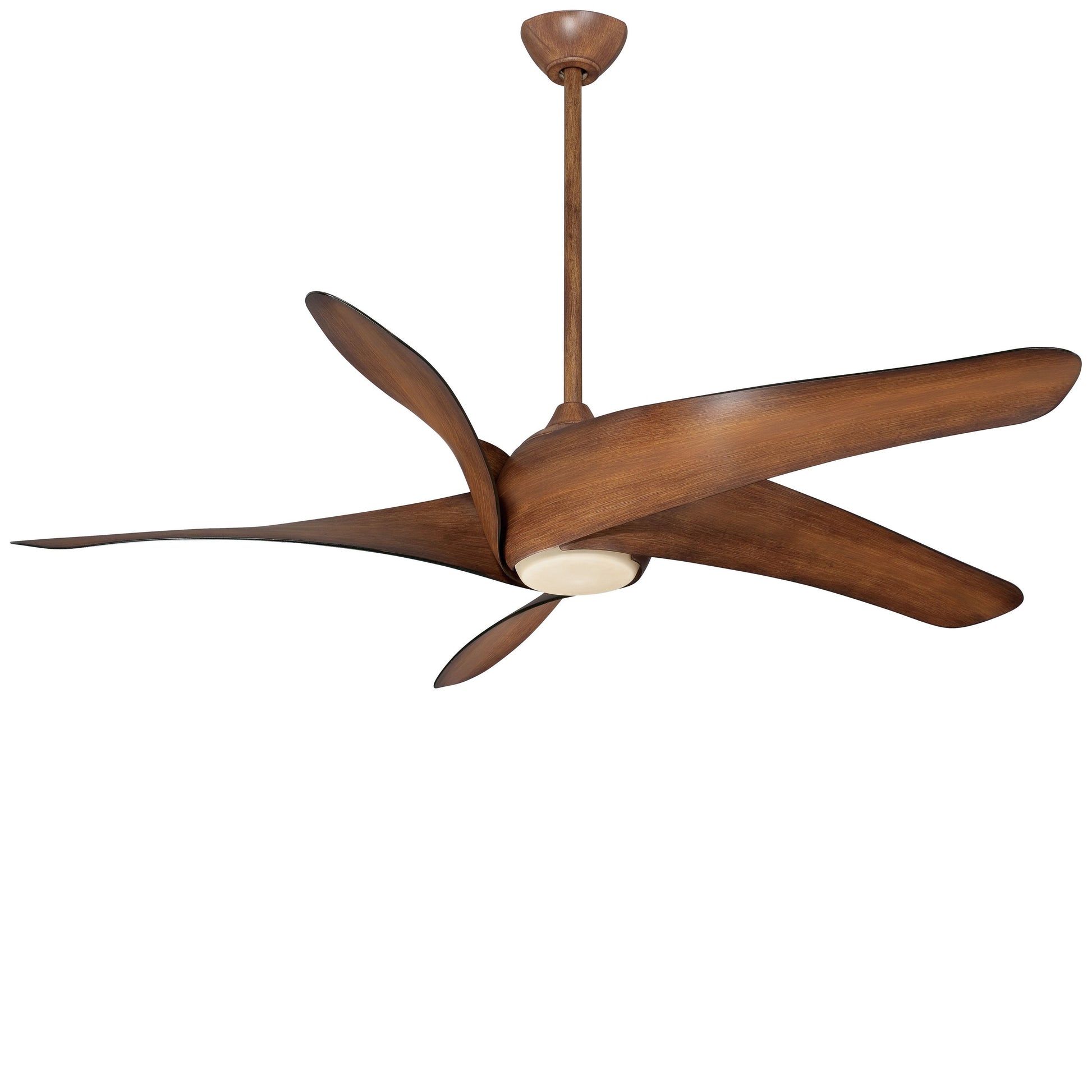 Artemis XL5 LED Ceiling Fan in Distressed Koa / Tinted Opal.