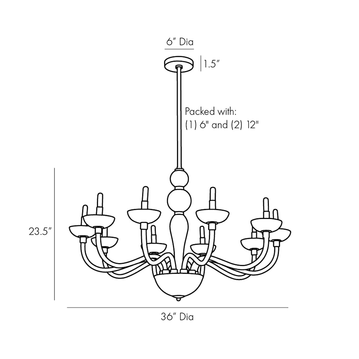 Gustavo Chandelier - line drawing.