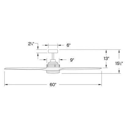 Artiste LED Ceiling Fan - line drawing.