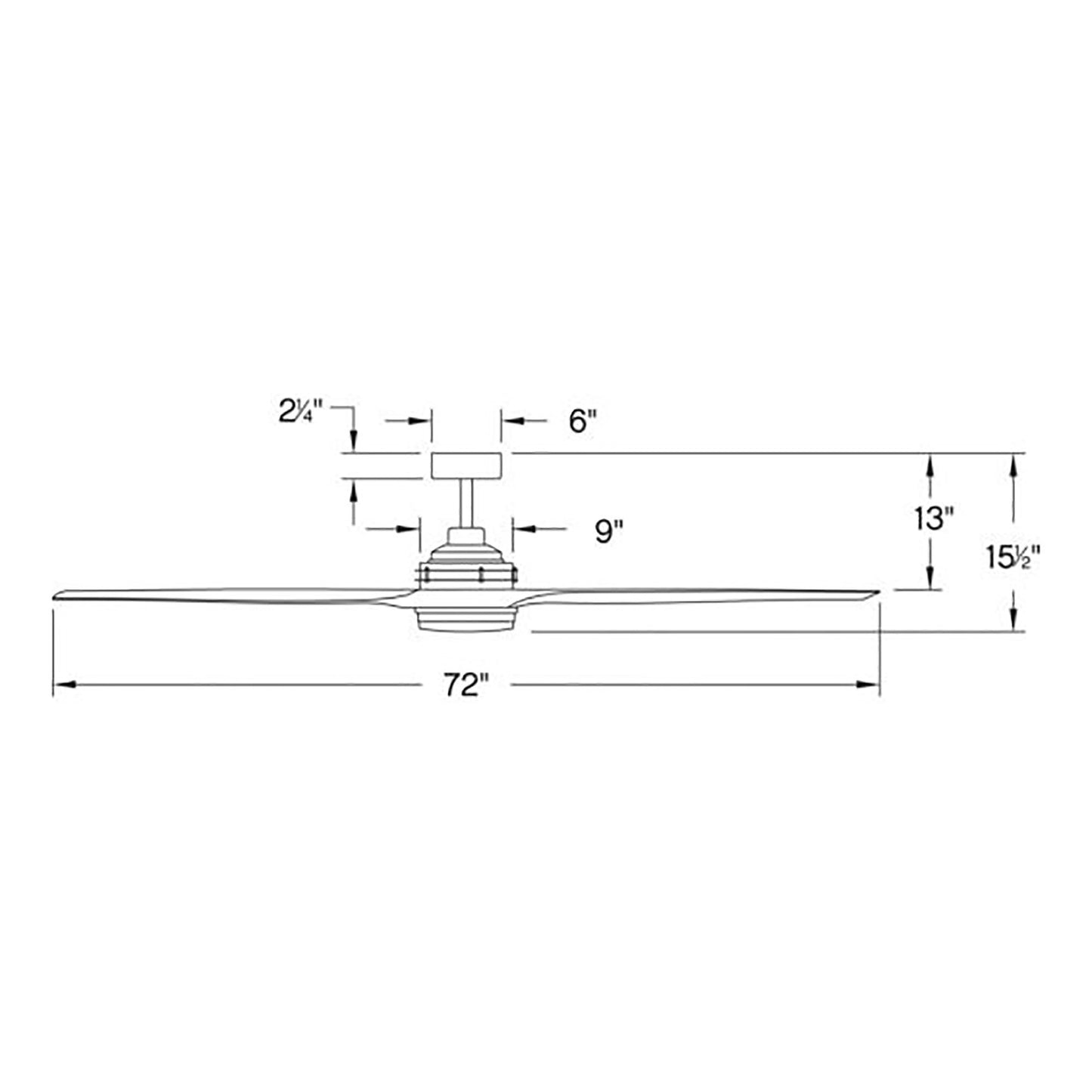 Artiste LED Ceiling Fan - line drawing.