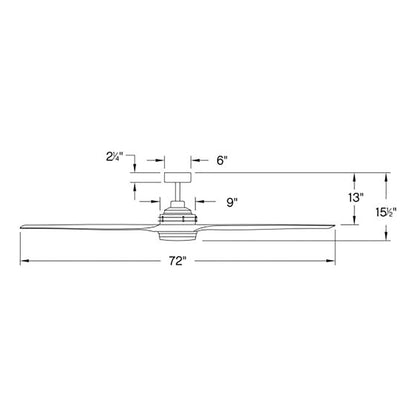 Artiste LED Ceiling Fan - line drawing.