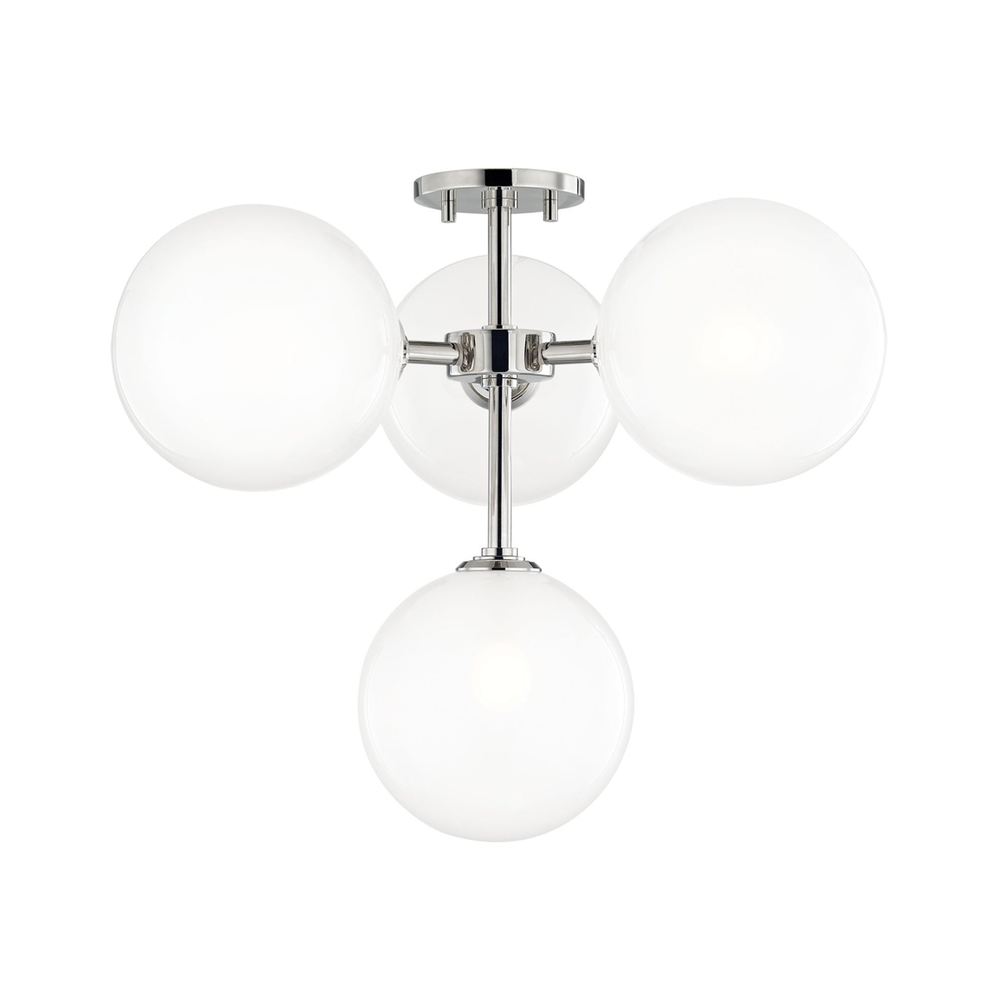 Ashleigh 4-Light LED Semi-Flush Mount Ceiling Light in Polished Nickel.
