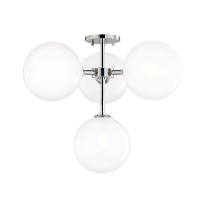 Ashleigh 4-Light LED Semi-Flush Mount Ceiling Light in Polished Nickel.