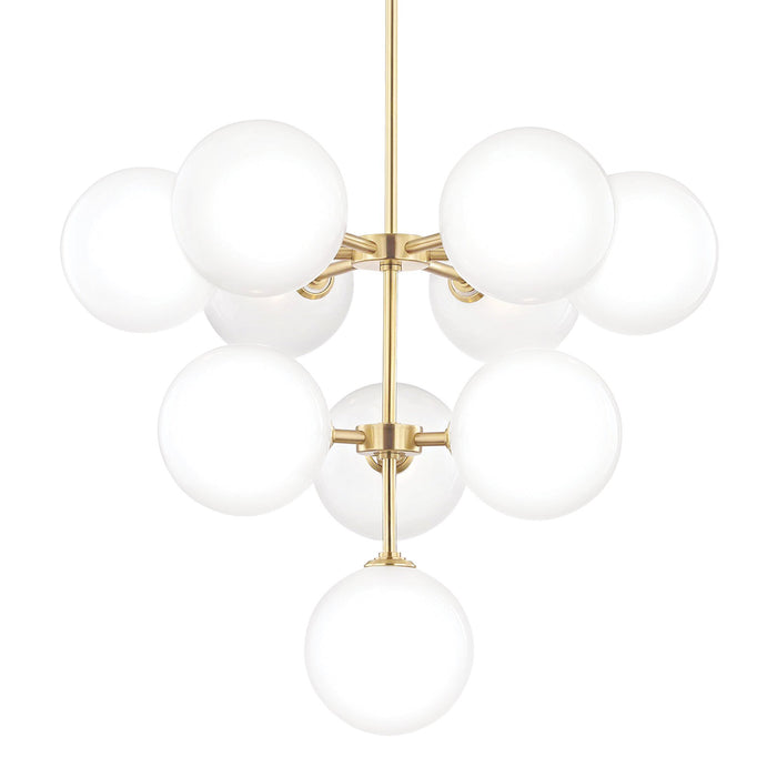 Ashleigh LED Chandelier in Aged Brass.