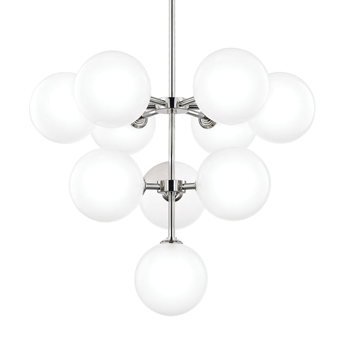Ashleigh LED Chandelier in Polished Nickel.