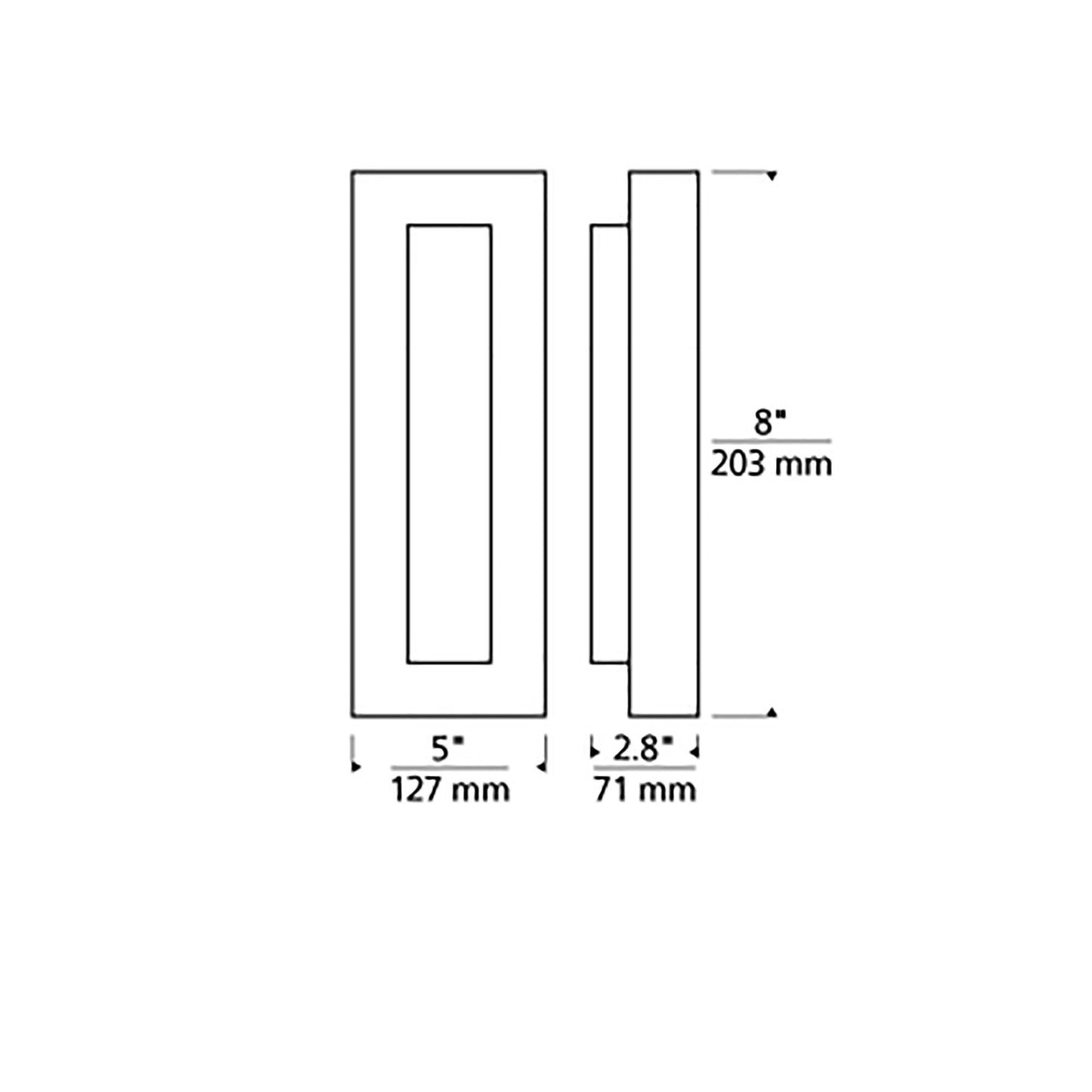 Aspen Outdoor LED Wall Light - line drawing.