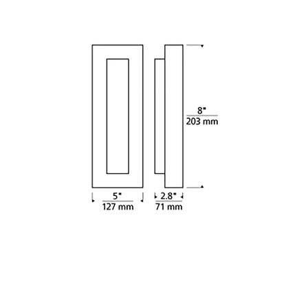 Aspen Outdoor LED Wall Light - line drawing.