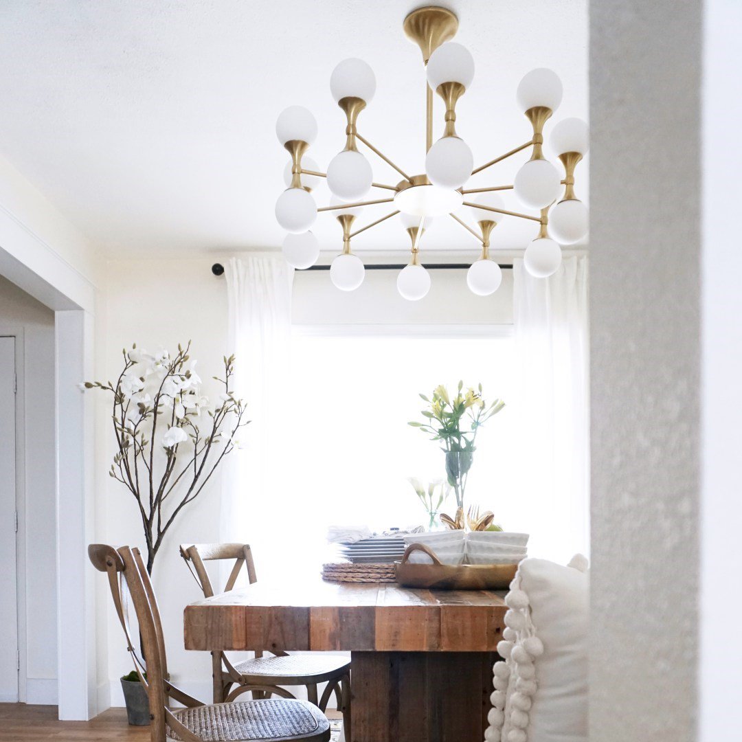 Astoria LED Chandelier in dining room.