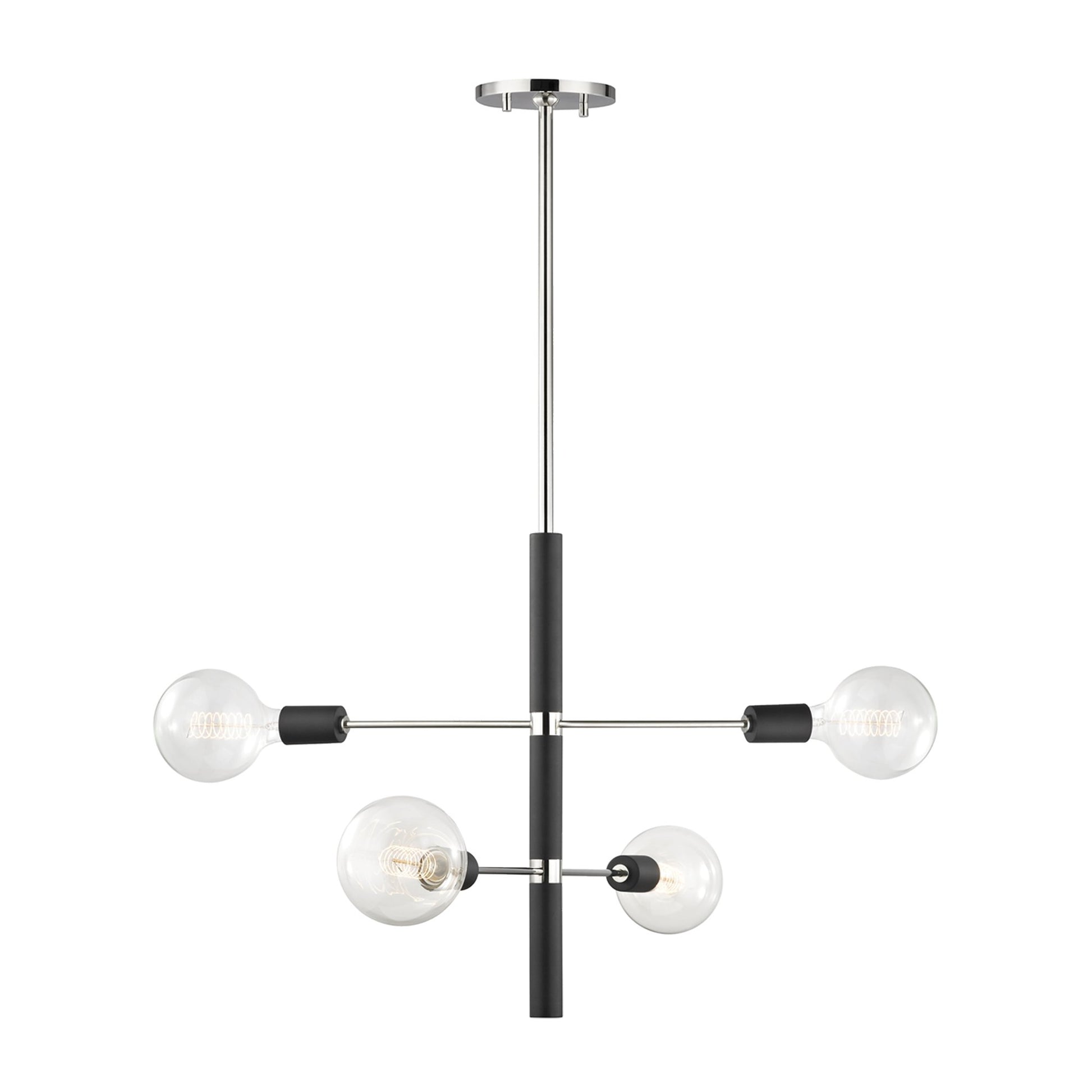 Astrid Multi Light Chandelier in Polished Nickel / Black (4-Light).